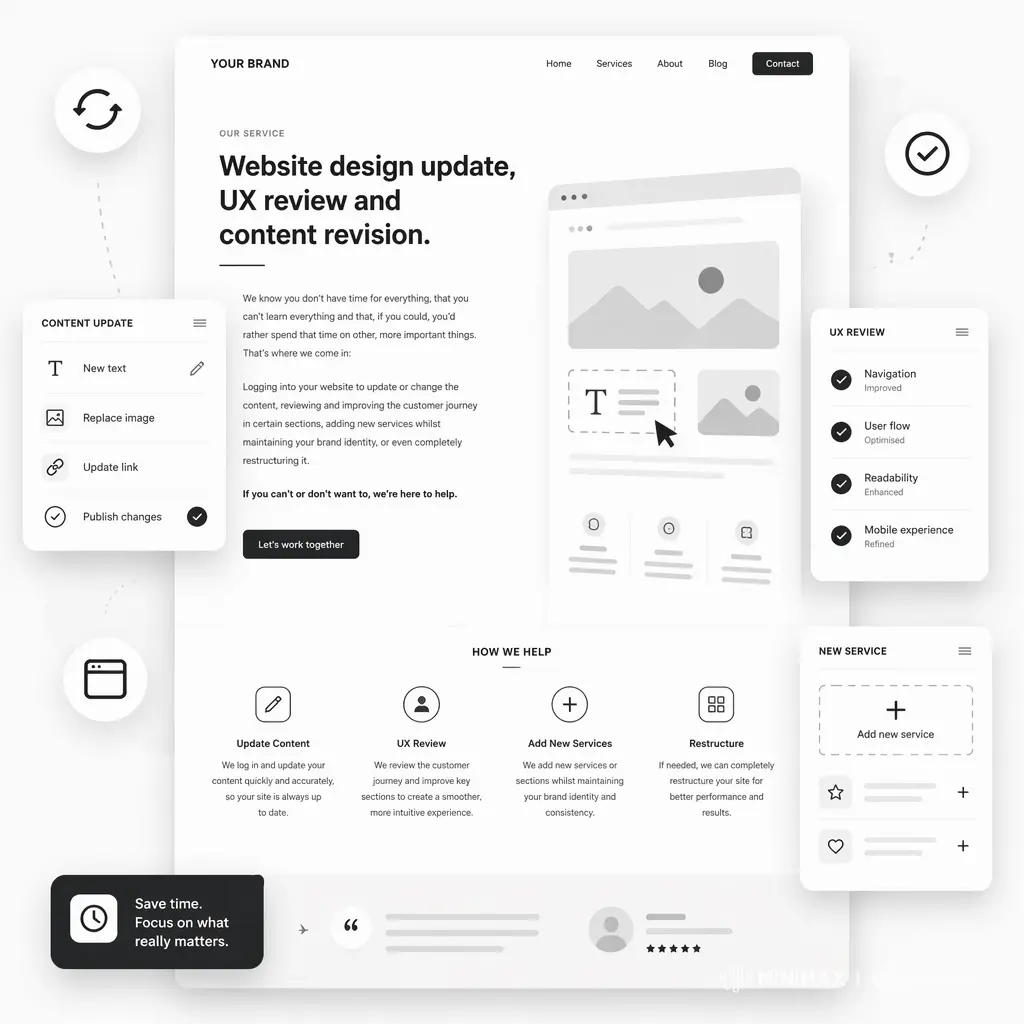 Actualización del diseño, revisión de UX e implementación de nuevos contenidos en tu web